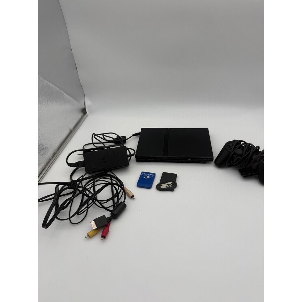 Sony PlayStation 2 PS2 Slim Console SCPH-70012 Black Bundle Controller Memory
